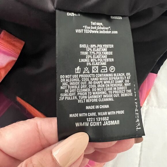 TED BAKER LONDON Jasmaii Pink and Black Geometric Print Panel Dress Ted sz 1 - Picture 6 of 10